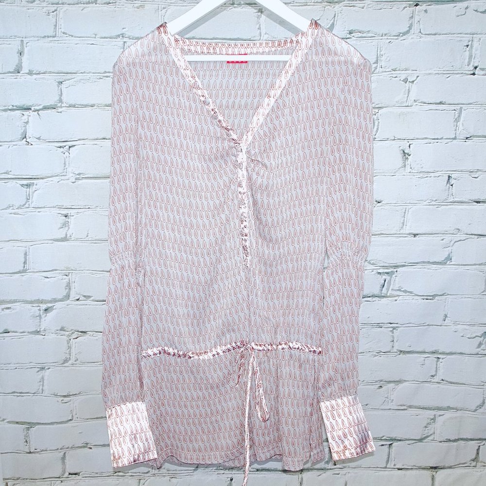 ELLE Teardrop Print Sheer Long Sleeve Blouse